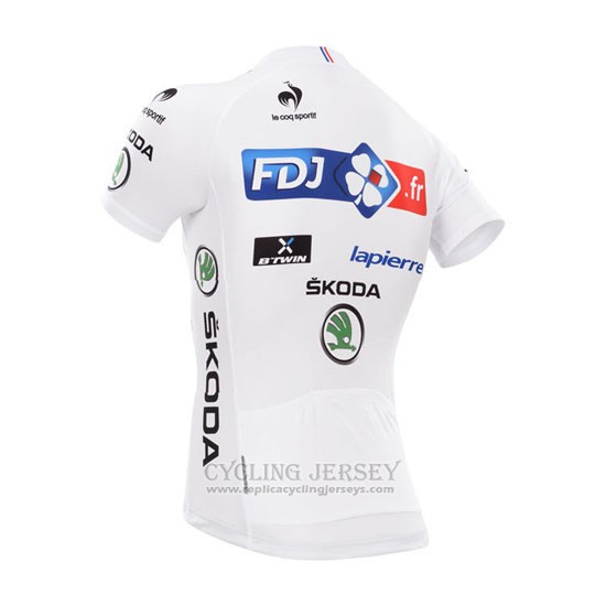 2014 Cycling Jersey FDJ Lider White Short Sleeve and Bib Short